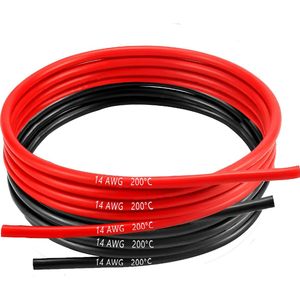 MMOBIEL 14 AWG Siliconen Elektrische Draad - 14 Gauge (2,08mm²) Vertinde Koperkabel - 2 Aparte Draden Rood & Zwart Elk 1,5 m voor RC, Drones, 3D Printers, Batterijen, Luidsprekerdraden, Led Strips