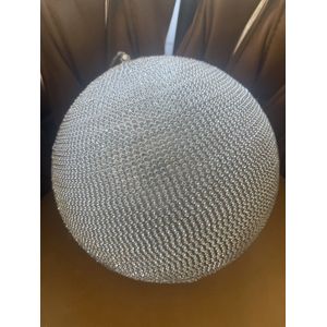 PTMD Kerstbal glas zilver met kristallen steentjes 20x20x20 cm