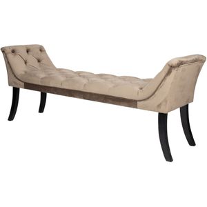 PTMD Nora Velours zandkleurig bed bankje 160 cm - Nora Velvet Sand padded bed bench black wood legs