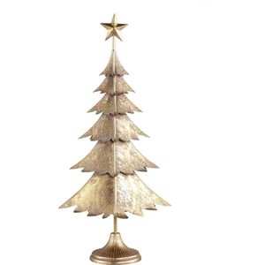 PTMD Kerstboom Karlie goud metaal met kerstster in de top L - hoogte 82 cm.