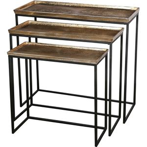 PTMD Daan Gold aluminum black iron sidetable s/3