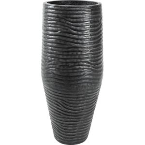 PTMD Addila Ronde Bloempot - H102xØ39 cm - Set van 3 - Zwart