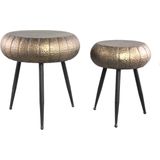 PTMD Reddick Ronde Bijzettafel - 47x45x50 cm - Set van 2 - Goud