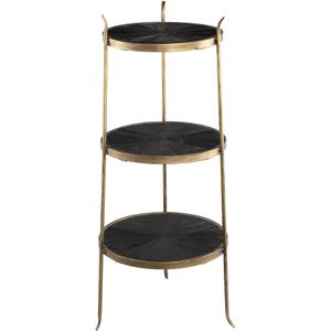 PTMD Tylo Ronde Bijzettafel Meerlaags - 37x39x85 cm - Metaal - Zwart