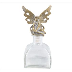 PTMD fles Fayan engel goudkleurig 14 cm. Herinnering- overlijden- engel potje.