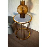 PTMD Xamm Gold Marble iron sidetable round