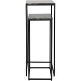 PTMD Ilano Bijzettafel - 38 x 38 x 102 cm - Ijzer - Groen - Set van 2