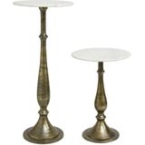 PTMD Bijzettafel Sonnel - 39x39x90 cm - Ijzer - Champagne - Set van 2