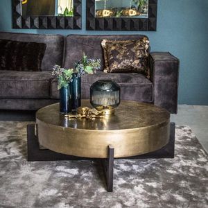 PTMD Ace Brass Alu Coffeetable Round KD Bronze Leg