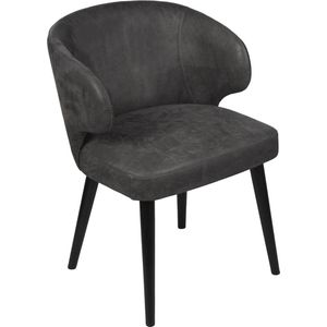PTMD Fiori Anthracite terra leather dining chair