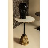 PTMD Alexa White Marble side table with iron gold base
