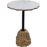 PTMD Alexa White Marble side table with iron gold base