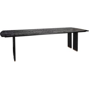 PTMD Liber Black mango wood dining table 280cm gold leg