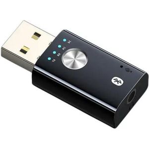 Bluetooth 5.0 Adapter - 4 in 1 - Draadloze USB Bluetooth Audio - Externe geluidskaart - Audio Kaart Dongle - PC - A2DP AVRC - Zwart