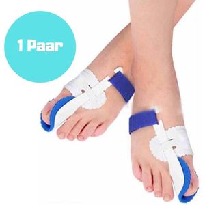Hallux Valgus Statische Nachtspalk - Rechts + Links - Foot Pijnbestrijding - Teen Separator  - Duim Corrector - Blauw / Wit