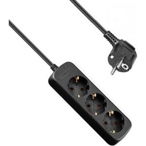 Stekkerdoos - 3-voudig - Zwart - 3 meter - Allteq