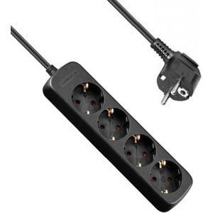 Allteq - Stekkerdoos - 4-voudig - Zwart - 1.5 meter