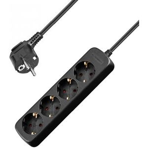 Allteq - 4-voudige Stekkerdoos - Zwart - Kunststof - 3 Meter Kabel