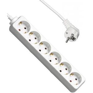 Stekkerdoos - 6-voudig - Wit - 3 Meter - Allteq