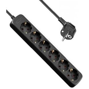 Allteq - 6-voudige Stekkerdoos - Zwart - Kunststof - 3 Meter Kabel