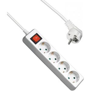 Allteq - Stekkerdoos met schakelaar - 4-voudig - Wit - 3 meter