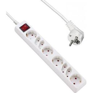 Allteq - Stekkerdoos met schakelaar - 8-voudig - 5 meter - Wit
