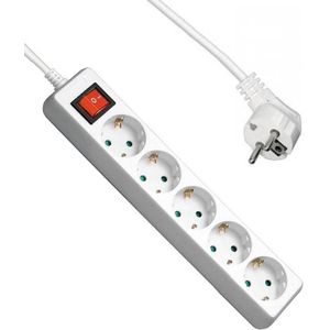 Allteq - Stekkerdoos met schakelaar - 5-voudig - 1.5 meter - Wit