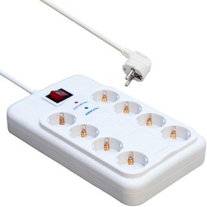 Allteq - Stekkerdoos - Wit - 8-voudig - 1,5 meter