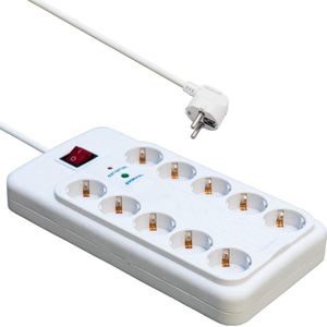 Allteq - Stekkerdoos - Wit - Kunststof - 10-voudig - 1.5 meter