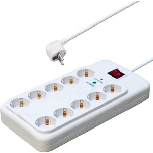 Allteq - Stekkerdoos - Wit - Kunststof - 10-voudig - 1.5 meter