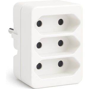 Pack van 4 meervoudige stopcontacten, 3-in-1, compacte wandcontactdoos met platte stekker, 3 stopcontacten voor de muur adapter 16 A met 250 V, ruimtebesparend, 3-sterren