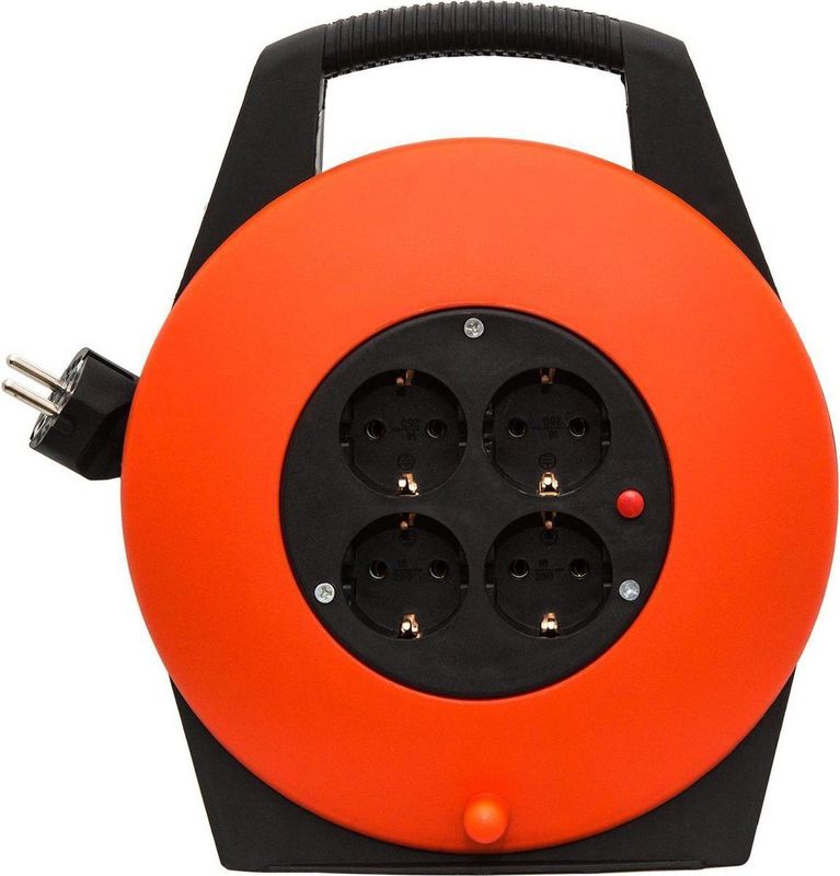 Allteq - Kabelhaspel - Rood/Zwart - 10 Meter - 4-Voudig