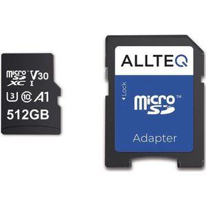 Micro SD Kaart 512 GB - Geheugenkaart - SDXC - V30 - incl. SD adapter - Allteq