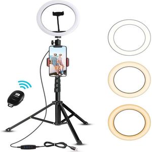 Allteq - Ringlamp - Ringflitser - Bluetooth Afstandsbediening - Tripod - 360° Draaibaar