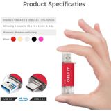 Allteq - USB C Stick - Rood - Aluminium - 256 Gigabyte