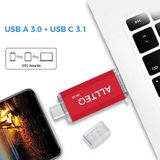 Allteq - USB C Stick - Rood - Aluminium - 256 Gigabyte