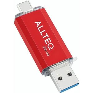 Allteq - USB C Stick - Rood - Aluminium - 256 Gigabyte