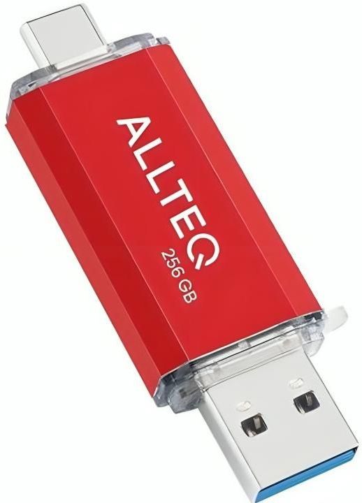 Allteq - USB C Stick - Rood - Aluminium - 256 Gigabyte