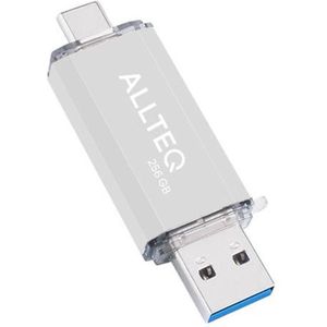 USB stick - Dual USB - USB C - 256 GB - Zilver - Allteq