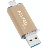 Allteq - USB C Stick - Goud - 256 GB - Aluminium - OTG