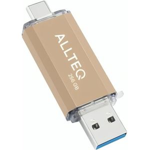 Allteq - USB C Stick - Goud - 256 GB - Aluminium - OTG