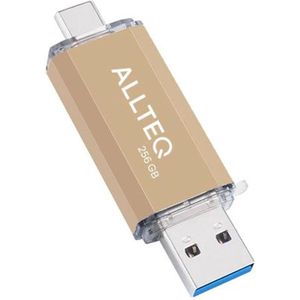 USB stick - Dual USB - USB C - 256 GB - Goud - Allteq