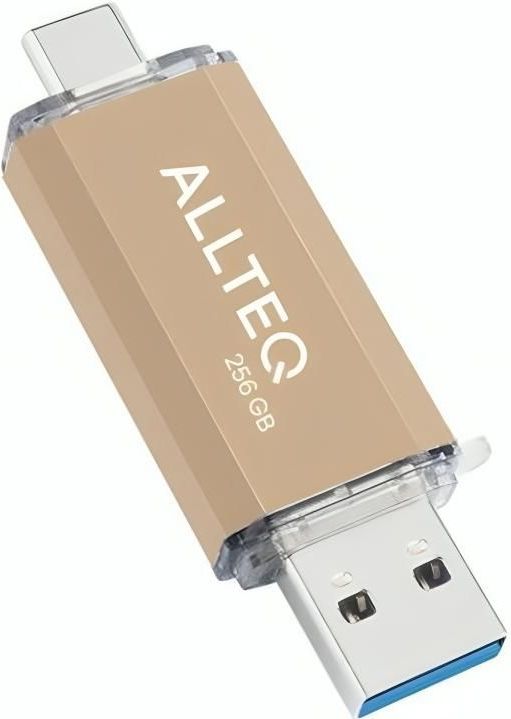 Allteq - USB C Stick - Goud - 256 GB - Aluminium - OTG
