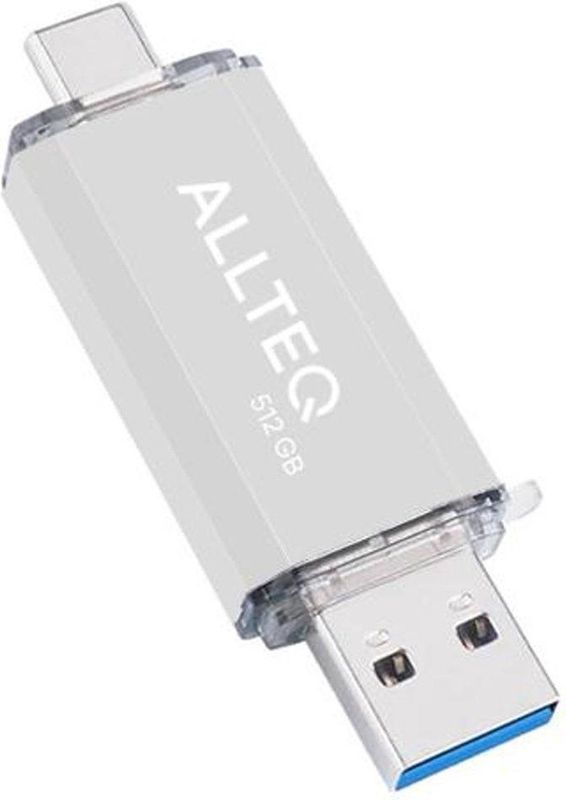 Allteq - USB C Stick - Zilver - 512 Gigabyte - Aluminium