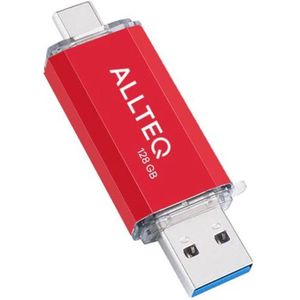 USB stick - Dual USB - USB C - 128 GB - Rood - Allteq