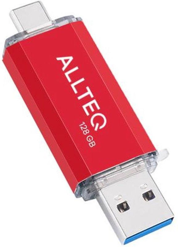 Allteq - USB C Stick - Rood - Aluminium - 128 Gigabyte