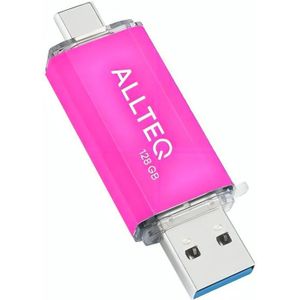 Allteq - USB C Stick - 128 GB - Roze - Aluminium