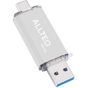USB stick - Dual USB - USB C - 128 GB - Zilver - Allteq