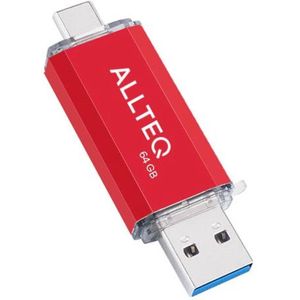 USB stick - Dual USB - USB C - 64 GB - Rood - Allteq