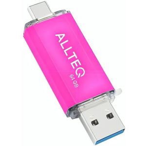 Allteq - USB C Stick - 64 GB - Roze - Aluminium